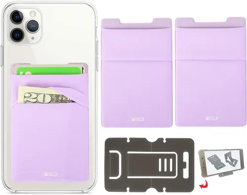 Miniatura 21 de Cartera para tarjetas de teléfono con bloqueo RFID, doble bolsillo seguro, ultradelgada, autoadhesiva, funda para tarjetas de crédito, calcomanía