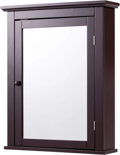 Miniatura 12 de Tangkula Gabinete de baño con espejo, gabinete tipo botiquín con espejo montado en la pared con puerta única y estante ajustable en 5 posiciones