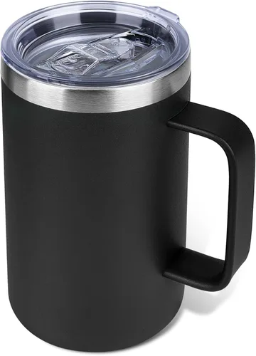 Miniatura 33 de Taza de café aislada de 22 onzas con asa y tapa a prueba de fugas, vaso de viaje de acero inoxidable de doble pared para viajes, oficina, hogar