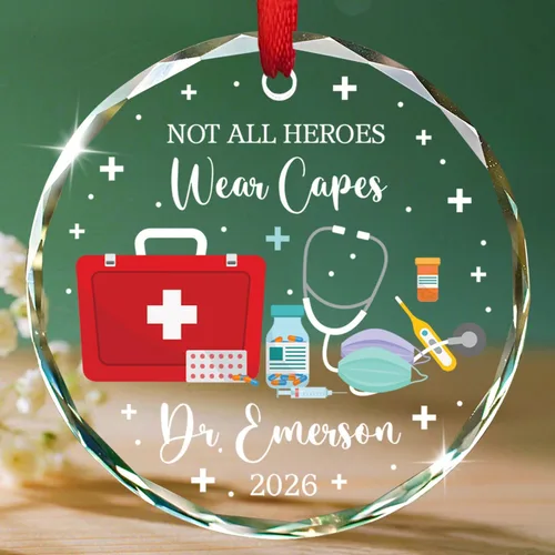 Miniatura 8 de Un médico verdaderamente asombroso es difícil de encontrar Adornos de vidrio, Adorno de Navidad personalizado de agradecimiento al médico 2025