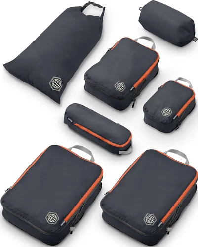 TRIPPED Travel Gear - Cubos grandes de compresión para equipaje de viaje, organizadores de equipaje, juego de 7 piezas para equipaje facturado,