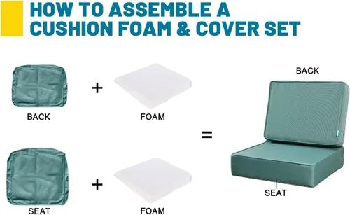 Miniatura 3 de ARTPLAN Cojines de asiento profundos para muebles de exterior, juego de cojines de asiento gruesos de 24 x 24 x 6 pulgadas, cojines de asiento