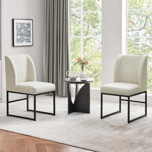 Miniatura 9 de Yaheetech Juego de 2 sillas de comedor tapizadas con respaldo medio acolchado y patas de metal para comedor, sala de estar, restaurante, diseño sin