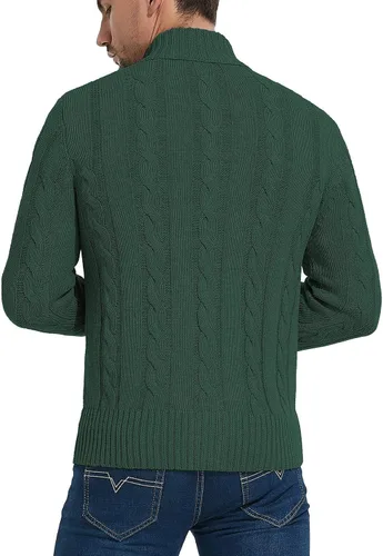 Miniatura 5 de NITAGUT - Suéter de punto para hombre de manga larga con cuello de pie y botones