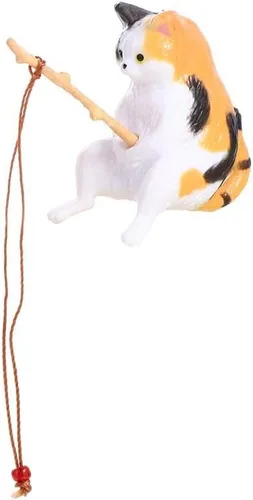 Leadigol Figura de pesca de gato, mini linda estatua de gato, decoración de pecera, adornos para acuario, figuras en miniatura, estatuas de