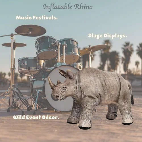 Miniatura 8 de Jet Creations an-Rhino - Animal inflable de rinoceronte blanco de 36.0 in, decoración de fiesta, accesorio de fotos de animales de peluche