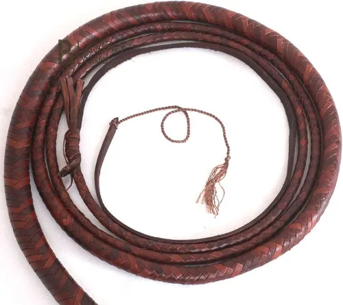 Miniatura 5 de Bull Whip de 06 a 16 pies 12 hebras de cuero de vaca ecuestre Bullwhip vientre de cuero y refuerzo de cuero en el interior, estilo Indiana Jones