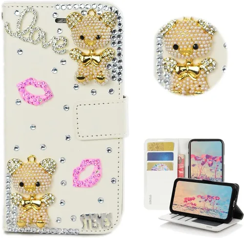 Miniatura 12 de Bling - Funda tipo cartera compatible con Samsung Galaxy S21 Ultra, elegante funda de piel con diseño de libélula y mariposa 3D hecha a mano con Azul
