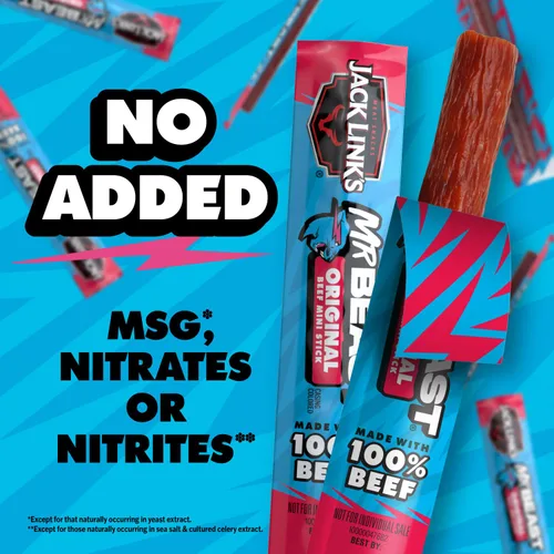 Miniatura 7 de Jack Link's x MrBeast - Mini palitos de carne seca de res originales – Snacks de proteína envueltos individualmente – 0.25 oz de proteína por