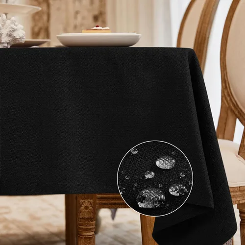 Miniatura 61 de BALCONY & FALCON Mantel rectangular lavable, resistente a las arrugas e impermeable, mantel decorativo de tela de lino para comedor, fiestas