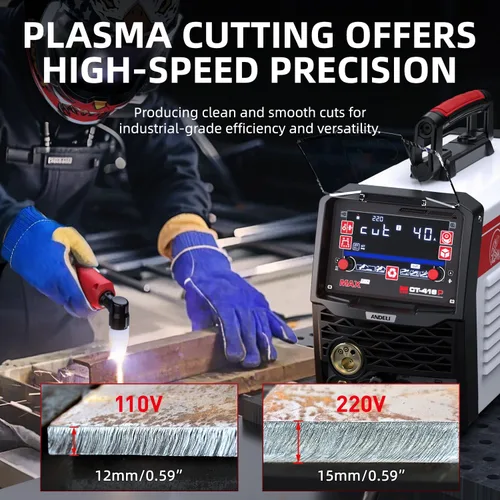 Miniatura 5 de ANDELI Soldador multiproceso, 8 en 1 cortador de plasma/pulsado MIG/HF TIG/núcleo de flujo/frío/limpio/palo máquina de soldadura de aluminio