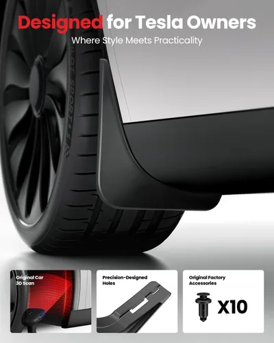 Miniatura 5 de REEVAA - Juego de 4 guardabarros para Tesla Model Y 2019-2025, protege la pintura, no requiere perforación, para todo tipo de clima, negro