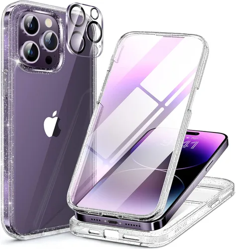 Miniatura 238 de Miracase Funda para iPhone 13 de 6.1 pulgadas, [sin burbujas] funda de teléfono de cuerpo completo con pantalla de vidrio completa integrada, sin