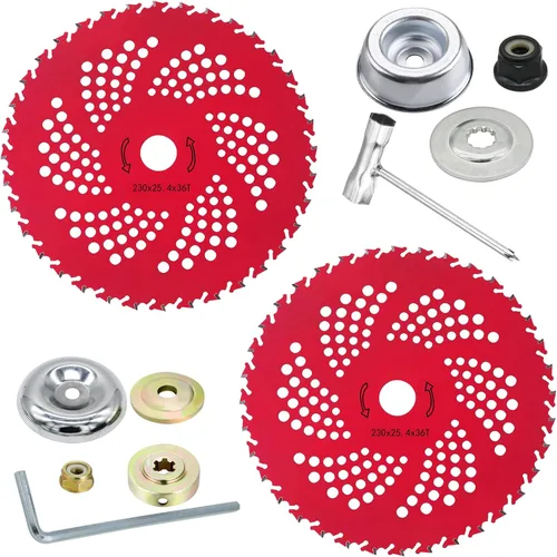 Miniatura 8 de Cuchillas cortadoras de brocha con punta de carburo de 9 pulgadas x 36 dientes y cuchillas de recortadora de malezas de 10 x 80 dientes, hoja Wacker