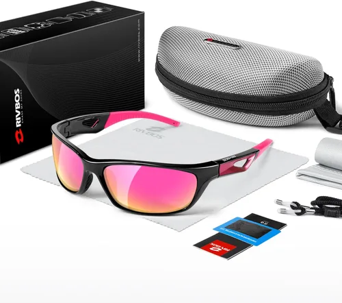 Miniatura 5 de RIVBOS Polarized Sports Sunglasses Driving Sun Glasses Shades for Men Women Tr90 Frame for Cycling Fishing Running RB831 negro/rosa