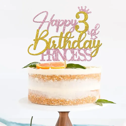Miniatura 5 de Decoración para pastel de princesa de primer cumpleaños, suministros para pastel de primer cumpleaños para niña, decoraciones de fiesta
