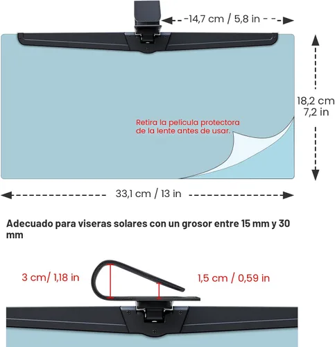 Miniatura 5 de Extensor de visera solar Veharvim para automóviles, extensor de visera de coche polarizado bloqueador solar UV400, extensión de visera ajustable