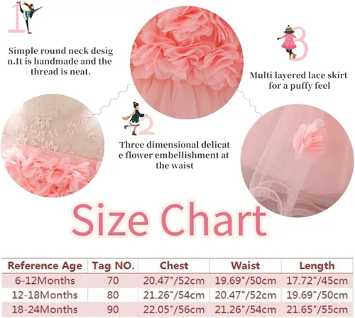 Miniatura 5 de TUIJI Vestido de encaje de tul sin mangas con lazo de princesa para niñas pequeñas de 6M-2T