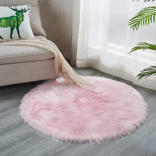 Meng Ge - Funda de piel de oveja sintética para sofá o sillón, color liso Rosa