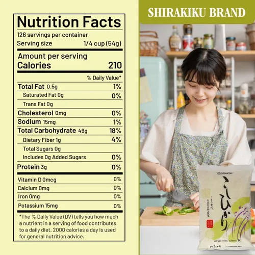 Miniatura 2 de Shirakiku Granos Secos y Arroz – Koshihikari Blanco Japonés de Grano Corto – Arroz para Sushi Dulce Pegajoso Crudo de Calidad Premium Bajo