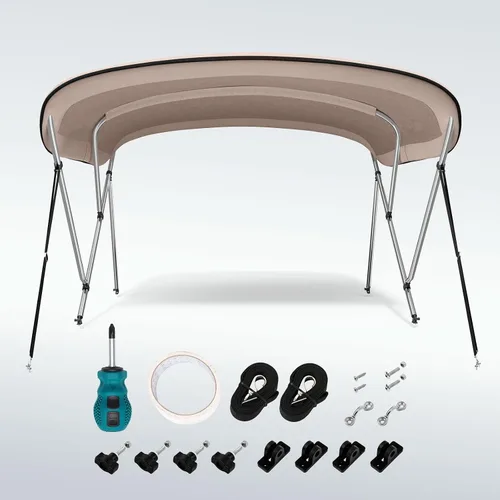 Miniatura 7 de KING BIRD Toldo Superior de Barco Bimini de 3-4 Arcos Protección Solar Toldo de Barco Impermeable Marco de Aluminio Inoxidable de 1 Pulgada 46