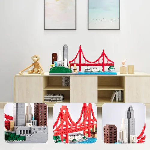 Miniatura 6 de Golden Gate Bridge - Juego de microbloques de construcción de San Francisco, modelo de arquitectura de la ciudad de San Francisco, exhibición
