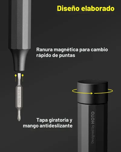 Miniatura 7 de HOTO - Juego de destornilladores de precisión 24 en 1, con 24 puntas de acero de aleación S2 resistentes, minidestornillador manual