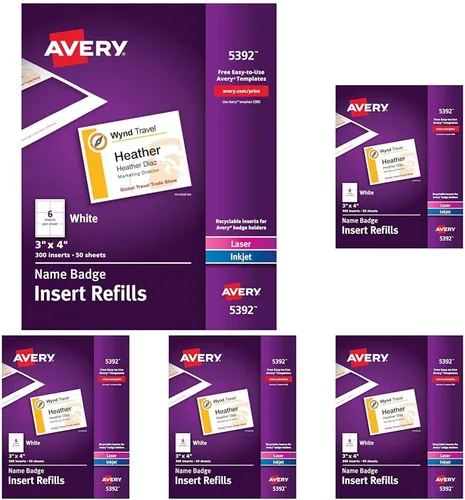 Miniatura 9 de Avery Insertos personalizables de etiquetas de identificación para portaetiquetas de nombre, 3" x 4", blanco, imprimible con láser/inyección