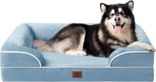 Miniatura 102 de EHEYCIGA - Cama ortopédica para perro grande, impermeable, de espuma viscoelástica y espuma tipo caja de huevos, bordes elevados, antideslizante