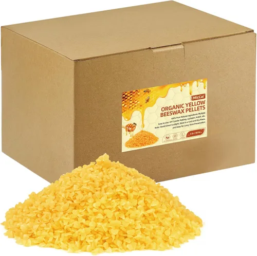 MicCai Gránulos de cera de abejas amarilla natural 5 LB, cera de abejas orgánica, cera de abejas para hacer velas, cuidado corporal, cuidado de la