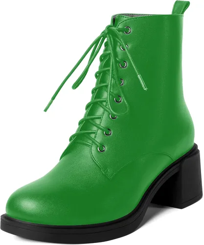 Miniatura 57 de ROSERWISH Botas altas de tacón bajo y grueso para mujer, con cordones, cómodas, modernas, con puntera redonda, de 2.5 pulgadas