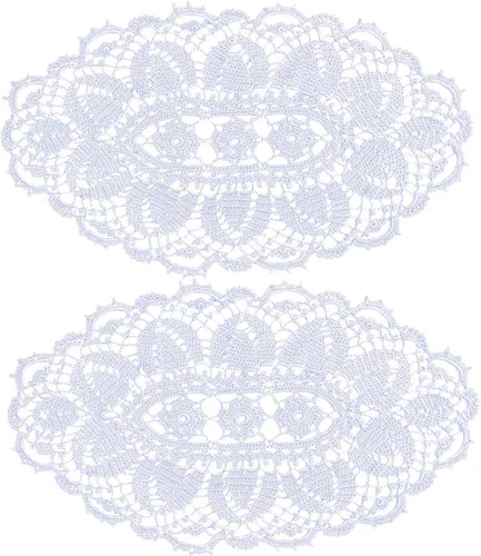 Miniatura 5 de Manteles individuales de encaje, ovalados, redondos, hechos a mano, de ganchillo, para tapetes de cocina (beige, 1 unidad-11.8 x 22 pulgadas)
