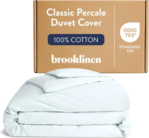 Miniatura 10 de Brooklinen Funda de edredón de percal de lujo, 100% algodón, fresca, nítida, lazos de esquina extralargos, cierre de botones, suave y transpirable