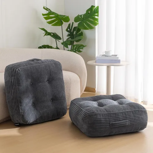 Miniatura 53 de HIGOGOGO Cojín de suelo para adultos, cojín de meditación, grande y redondo, funda de pana copetuda, para sala de estar o yoga, 22 x 22 pulgadas
