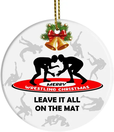 Miniatura 10 de Adorno de Navidad de lucha libre 2025, adornos de luchador niño para árbol de Navidad, decoración colgante de madera con temática deportiva, regalos