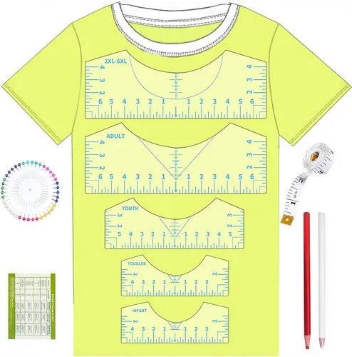 Miniatura 12 de 12 piezas de guía de regla de camisetas para alineación de vinilo, accesorios de medición de camisetas, herramientas para prensa de calor Cricut