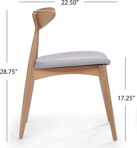 Miniatura 9 de Christopher Knight Home Barron - Sillas de comedor de tela con acabado de roble, juego de 2 piezas, gris claro y roble