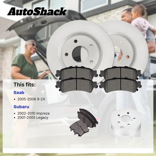 Miniatura 2 de AutoShack Rotores de freno recubiertos Kit de repuesto de rotor de freno delantero con pastillas de freno de cerámica para Subaru Impreza 2002-2010