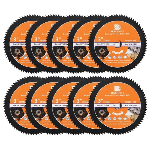 Miniatura 12 de Hoja de Sierra Circular HSS de 3 3/8 pulgadas - BRSCHNITT 44T Orificio de 3/5"-3/8" Discos de Corte para Cortar Madera, Cobre, Aluminio, Plástico