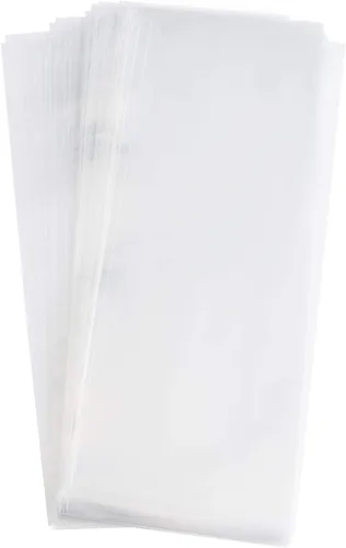Miniatura 4 de Tendwarm 100 bolsas largas transparentes de celofán de celofán de 4 x 11 pulgadas con 7 colores mezclados, lazos giratorios, perfectas para velas