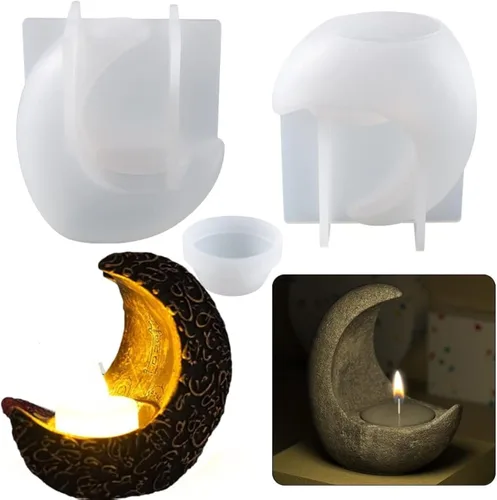 Miniatura 9 de Juego de 4 moldes de silicona para tarros de velas, frascos y botellas con tapas, moldes redondos a rayas para hacer yeso epoxi UV, caja de 4 piezas