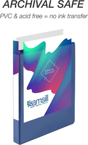 Miniatura 131 de Samsill - Carpeta duradera de 5 pulgadas, fabricada en los Estados Unidos, con anillos en D, transparente y personalizable, color blanco