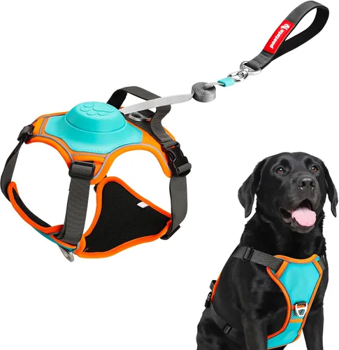 Miniatura 8 de Arnés para perro sin tirones, arnés retráctil 2 en 1 con bloqueo automático, malla reflectante transpirable y asa, juego de correa ajustable