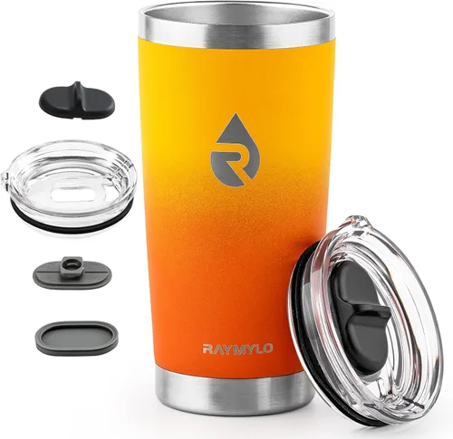 Miniatura 9 de RAYMYLO Vaso de café de viaje aislado de 20 onzas, tapa deslizante desmontable y a prueba de derrames para una limpieza profunda, taza de café