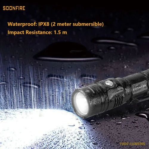 Miniatura 6 de Linterna LED blanca de 1000 lúmenes, E USB recargable impermeable compacta EDC Linternas de aplicación de la ley