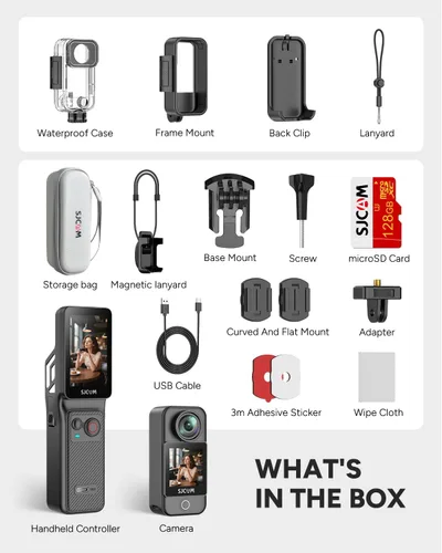 Miniatura 8 de SJCAM C400 4K Travel Vlogging Cámara con tarjeta de 128 GB, cámara corporal de grabación 7H para creadores de YouTube, estabilizador de 6 ejes