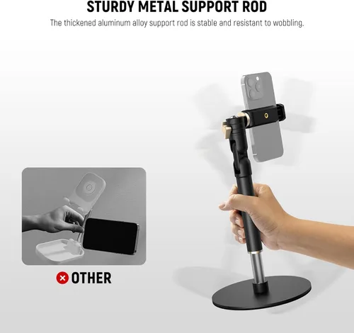 Miniatura 5 de NEEWER MT010 - Soporte de teléfono celular para escritorio, mesa de oficina ajustable, compatible con iPhone y Samsung para grabación de video