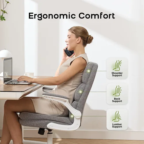 Miniatura 3 de amseatec Silla de Oficina Ajustable Silla de Escritorio Respaldo Medio Ejecutiva Cómoda de Tela Ergonómica Soporte para la Espalda Silla de Cemento