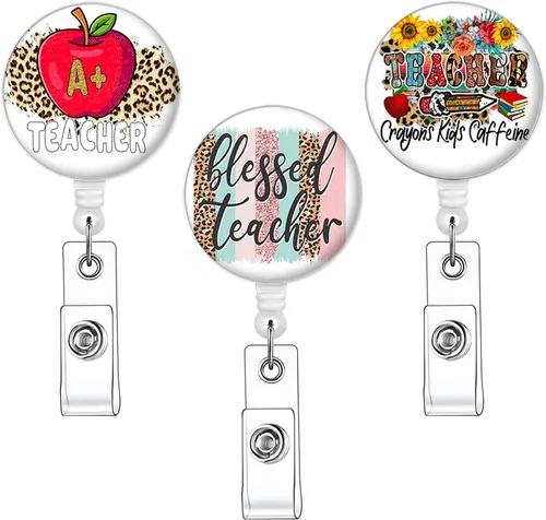 Miniatura 17 de Paquete de 3 Carretes para Insignias - Lindo Portainsignias Retráctil con Clip de ID para Accesorios de Enfermera para el Trabajo, Divertidos