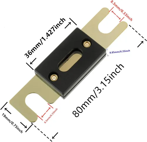 Miniatura 3 de BOJACK Soporte de fusibles ANL de calibre 0/2/4 y fusibles ANL de 20 amperios para bloque de fusibles AWG de calibre 0, 2, 4, 8, portafusibles